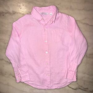 Janie and Jack boys long sleeve pink linen button down shirt size 6